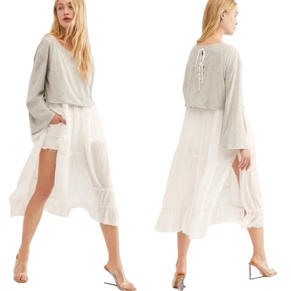 Free People Dresses & Skirts - We The Free Layered Tunic Midi Dress Heather Grey Size Large